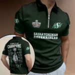 Saskatchewan Roughriders 2025 Grey Cup Champions Zip Polo Shirt – TMTHU2409