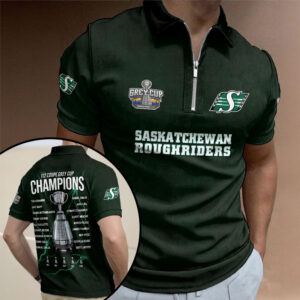 Saskatchewan Roughriders 2025 Grey Cup Champions Zip Polo Shirt - TMTHU2409