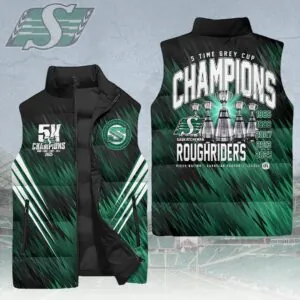 Saskatchewan Roughriders 2025 Grey Cup Champions 3D Sleeveless Down Jacket - HOATT14948