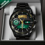 Personalized Saskatchewan Roughriders 2025 Grey Cup Champions Black Stainless Steel Watch – TANTN19017