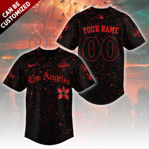 Personalized Los Angeles Dodgers 2025 Champions x Stranger Things Baseball Jersey - TANTN19122