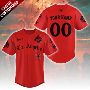Personalized Los Angeles Dodgers 2025 Champions x Stranger Things Baseball Jersey - TANTN19123