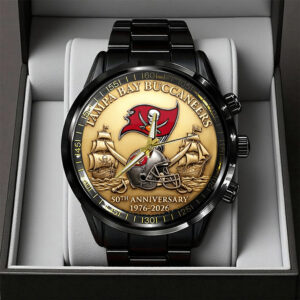 Tampa Bay Buccaneers 50th Anniversary Black Stainless Steel Watch - TANTN19712