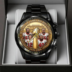 Tampa Bay Buccaneers 50th Anniversary Black Stainless Steel Watch - TANTN19714
