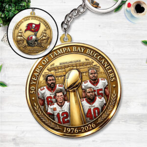 Tampa Bay Buccaneers 50th Anniversary Custom Shape 2-sided Keychain - HOATT15363