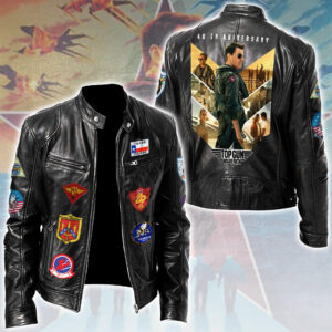 Top Gun 40th Anniversary Motorcycle Leather Jacket - TMTHU2896