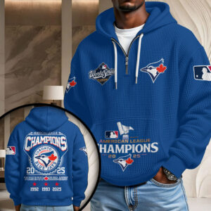 Toronto Blue Jays 2025 American League Champions 3D Unisex Waffle Hoodie - HOATT14930