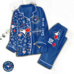 Toronto Blue Jays Satin Pajama Set with Piping - GNE4714