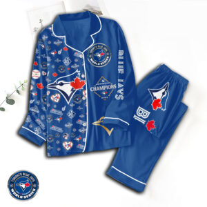 Toronto Blue Jays Satin Pajama Set with Piping - GNE4714