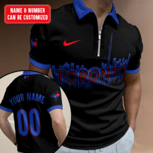 Personalized Toronto Blue Jays Zip Polo Shirt - TMTHU2451