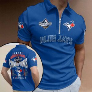 Toronto Blue Jays 2025 American League Champions Zip Polo Shirt - HOATT14829