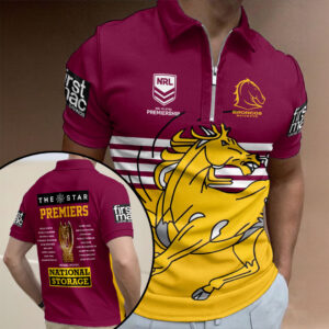 Brisbane Broncos 2025 NRL Premiers Zip Polo Shirt - HOATT15879