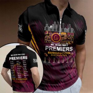 Brisbane Broncos 2025 NRL Premiers Zip Polo Shirt - HOATT15878