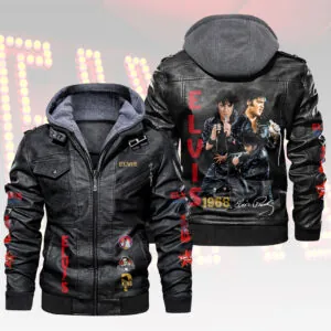 Elvis Presley 2D Leather Hooded Jacket - HOATT15669