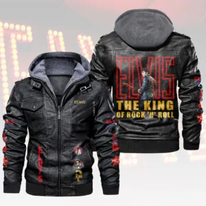 Elvis Presley 2D Leather Hooded Jacket - HOATT15676