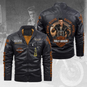 Elvis Presley 2D Leather Yellow Fleece Jacket - TANTN20203