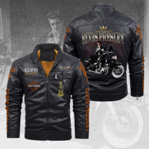 Elvis Presley 2D Leather Yellow Fleece Jacket - TANTN20206