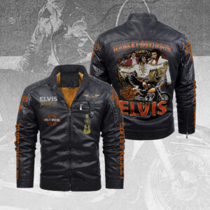 Elvis Presley 2D Leather Yellow Fleece Jacket - TANTN20208