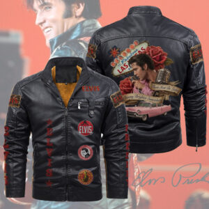 Elvis Presley 2D Leather Yellow Fleece Jacket - TMTHU3206