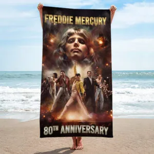 Freddie Mercury 80th Anniversary Rectangle Beach Towel - TMTHU3274