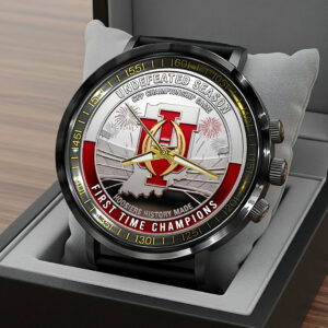 Indiana Hoosiers Football 2025 National Champions Black Stainless Steel Watch - HOATT15817