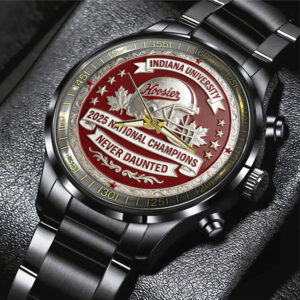 Indiana Hoosiers Football 2025 National Champions Black Stainless Steel Watch - MAITM14545