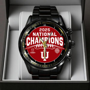 Indiana Hoosiers Football 2025 National Champions Black Stainless Steel Watch - TANTN20159