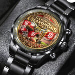Indiana Hoosiers Football 2025 National Championship Black Stainless Steel Watch – TMTHU3426