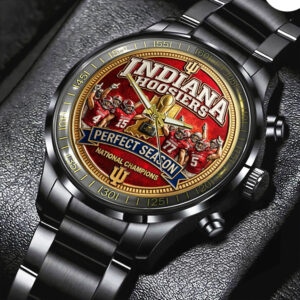 Indiana Hoosiers Football 2025 Black Stainless Steel Watch - TMTHU3378