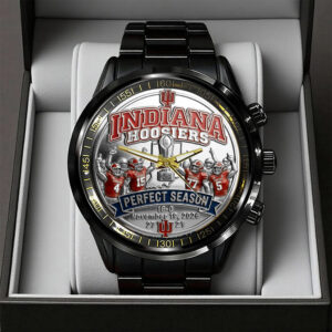 Indiana Hoosiers Football 2025 National Champions Black Stainless Steel Watch - TANTN20461