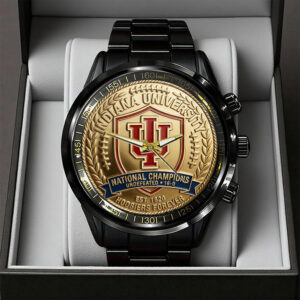 Indiana Hoosiers Football 2025 National Champions Black Stainless Steel Watch - TANTN20463