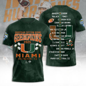 Miami Hurricanes Football 3D Apparel - TANTN19860