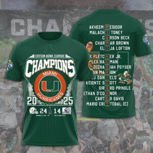 Miami Hurricanes Football 3D Apparel - TANTN19857