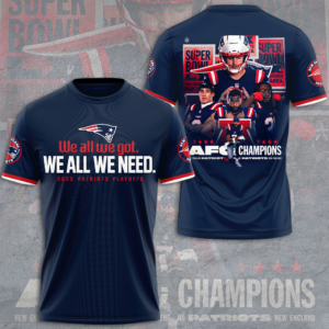 New England Patriots AFC Champions 2026 3D Apparel - NGHIAVT9530