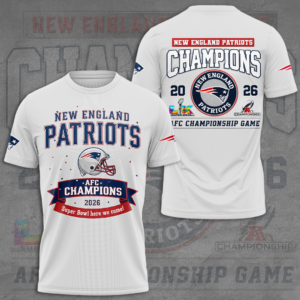 New England Patriots AFC Champions 2026 3D Apparel - NGHIAVT9584