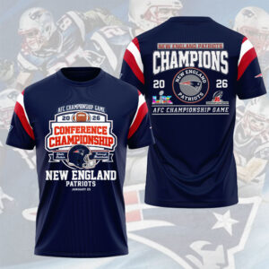 New England Patriots AFC Champions 2026 3D Apparel - NGHIAVT9585