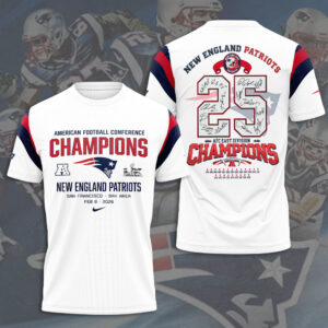 New England Patriots AFC Champions 2026 3D Apparel - NGHIAVT9589