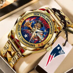 New England Patriots 2025 AFC Champions Alloy Luxury Quartz Watch – TMTHU3458