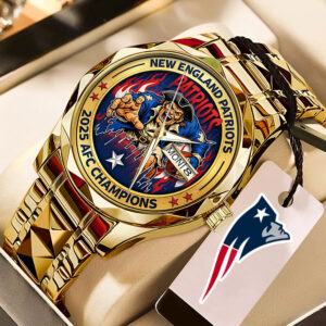 New England Patriots 2025 AFC Champions Alloy Luxury Quartz Watch - TMTHU3458