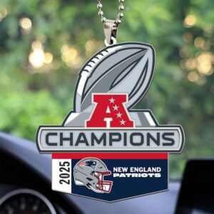 New England Patriots 2025 AFC Champions Custom shape 2-sided Acrylic Car Ornament - MAITM14601