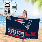 New England Patriots 2025 AFC Champions Rectangle Beach Towel – MAITM14600