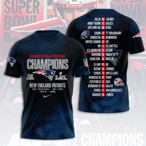 New England Patriots 2025 AFC Champions 3D Apparel - HOATT15895