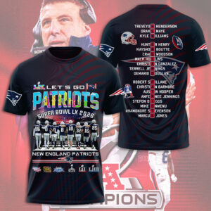 New England Patriots 2025 AFC Champions 3D Apparel - TMTHU3460