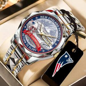 New England Patriots 2025 AFC Champions Alloy Luxury Quartz Watch - TANTN20686