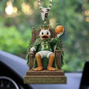 Oregon Ducks Football 2026 Orange Bowl Champions Custom shape 2-sided Acrylic Car Ornament - TMTHU3082