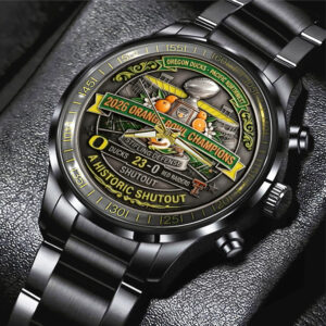 Oregon Ducks Football Orange Bowl Champions Black Stainless Steel Watch - MAITM14355