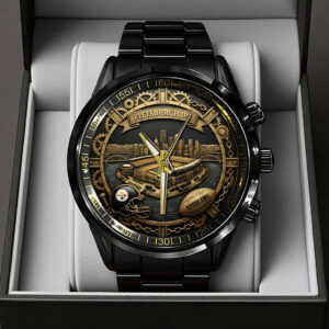 Pittsburgh Steelers 93rd Anniversary Black Stainless Steel Watch - TANTN20017