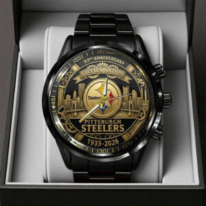 Pittsburgh Steelers 93rd Anniversary Black Stainless Steel Watch - TANTN20015