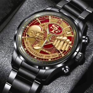 San Francisco 49ers 80th Anniversary Black Stainless Steel Watch - MAITM14539