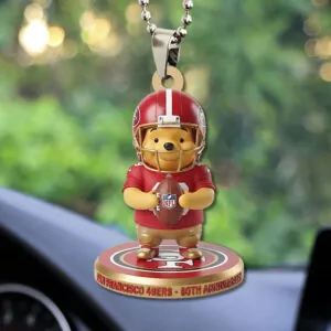San Francisco 49ers x Winnie-the-Pooh Custom shape 1-sided Acrylic Car Ornament - TMTHU3297